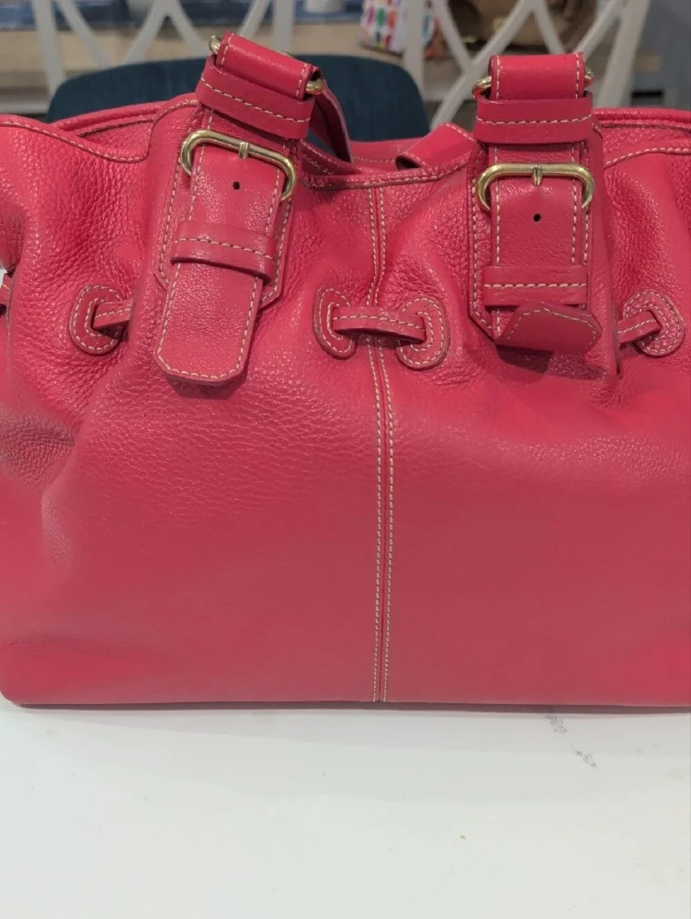 Dooney & Bourke Vintage Leather Shoulder Bag with Gold Hardware